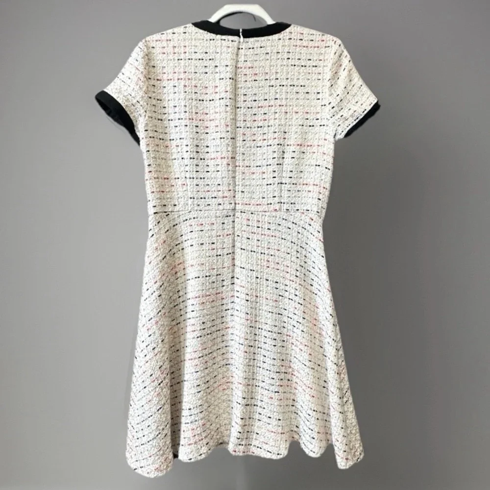CeCe Tweed Bow Neck Fit Flare A-Line Dress 6 Coquette Preppy - Picture 5 of 16